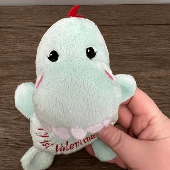 Mint Green Lovesaurus Dinosaur My‎ First Valentine's Day Plush Rattle - Picture 1 of 5